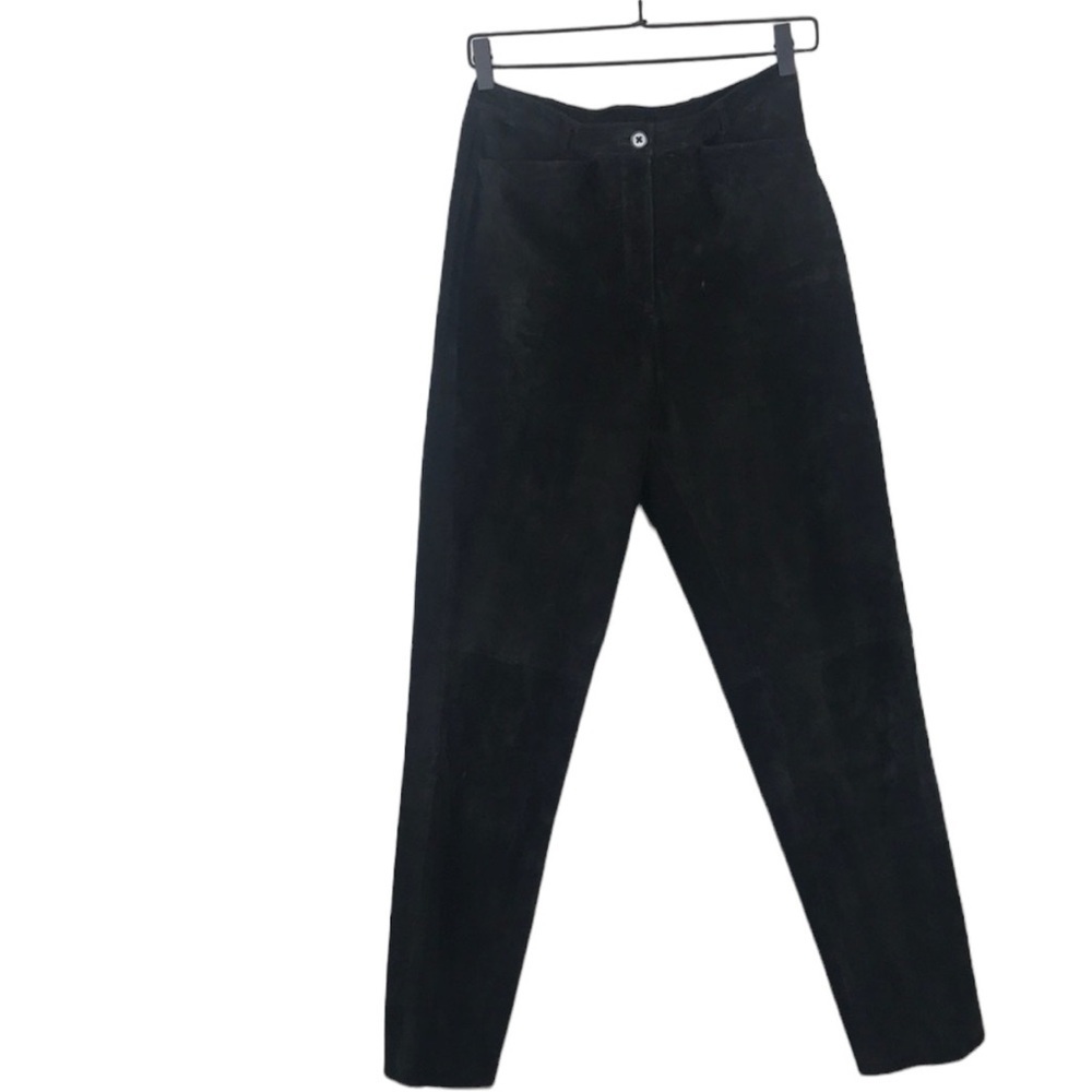Vintage black suede leather pants